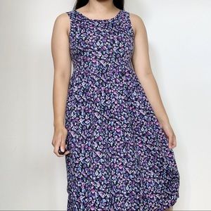 Vintage All the Jazz Purple Floral Midi Dress